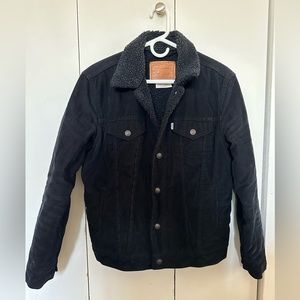Levi’s Men’s Black Sherpa-Lined Corduroy Jacket — Size S